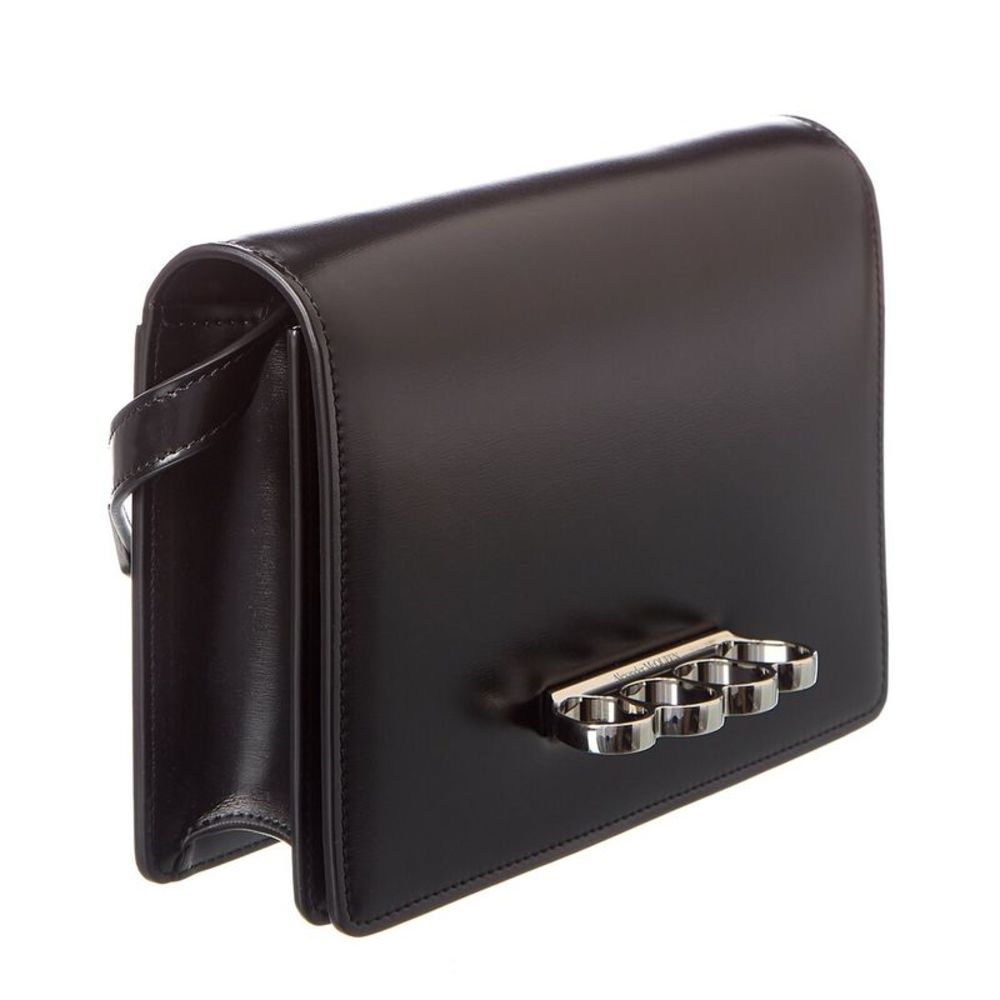 Alexander Mcqueen The Four-Ring Leather Shoulder Bag, Black - Picture 3 of 4